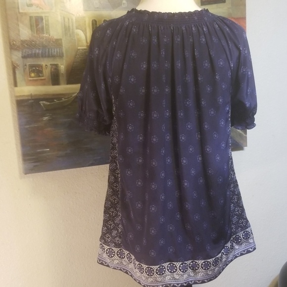 Joie Peasant V-Cut neckline blouse with tassels. - Picture 2 of 8